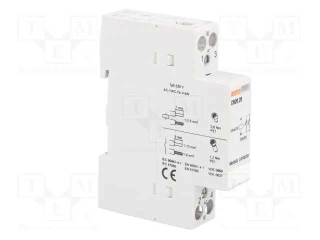 LOVATO ELECTRIC Contactor CN20 2-polar 20A 24VAC/24VDC LOVATO ELECTRIC Contactor CN20 2-polar 20A 24VAC/24VDC