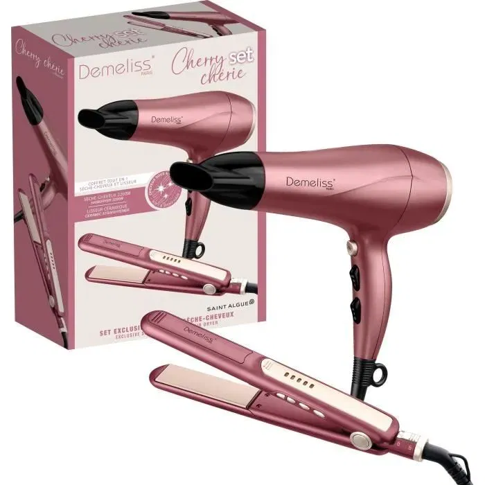 Demeliss DEM3666085213703 Set de plancha y secador de pelo Cherry Chérie 2200 W