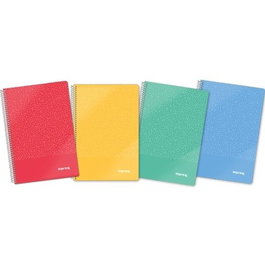IMPREX Cuaderno Espiral Folio Horizontal, 80 Hojas 90g, Tapa PP, Colores Surtidos - Set de 4 Unidades (Set de 4)
