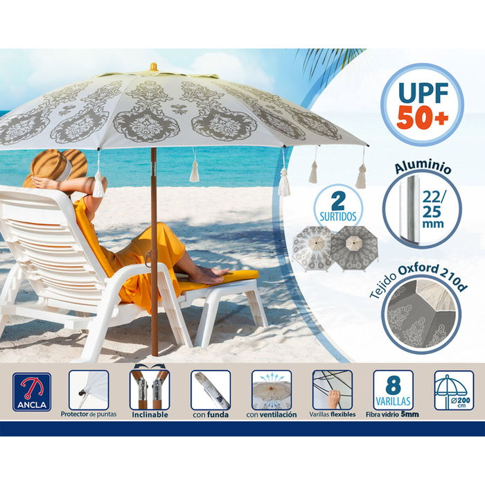 Sombrilla de playa Ø 200 cm SPF50+ Oriental Sombrilla de playa Ø 200 cm SPF50+ Oriental