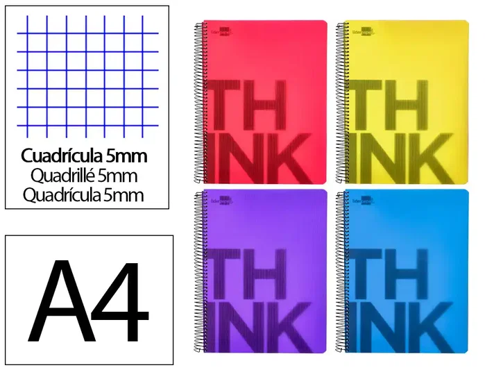 Liderpapel Cuaderno Espiral A4 140h Horizontal Tapa Plástico Microperforado Cuadrícula 5mm 5 Bandas 4 Taladros Gramaje 80 g Liderpapel Cuaderno Espiral A4 140h Horizontal Tapa Plástico Microperforado Cuadrícula 5mm 5 Bandas 4 Taladros Gramaje 80 g