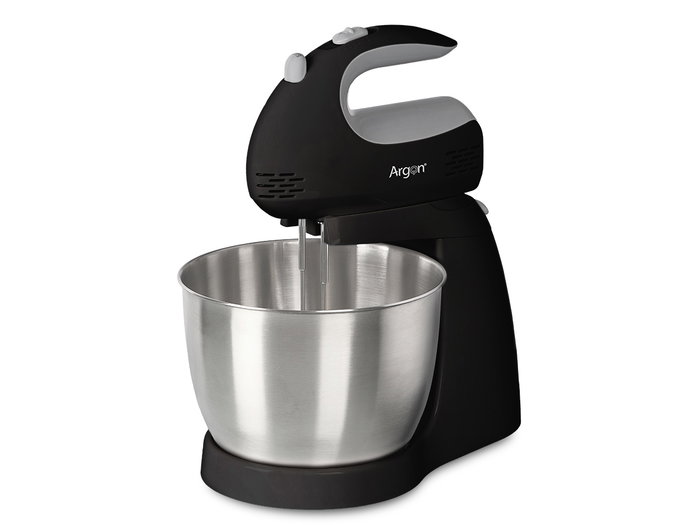 ARGON Amasadora 300W Negro 30 cm x 19 cm x 21 cm con Batidora de Huevo y Amasar (Set de 4)