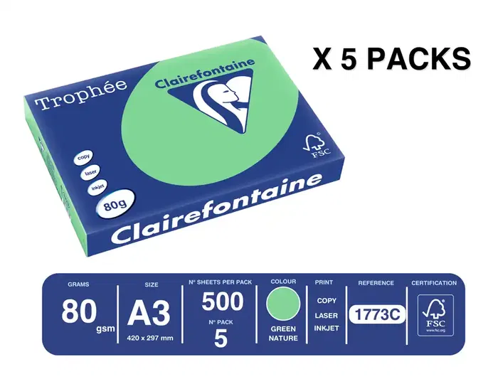 Trophee Papel Color A3 80gr Verde Pastel Paquete 500 Hojas