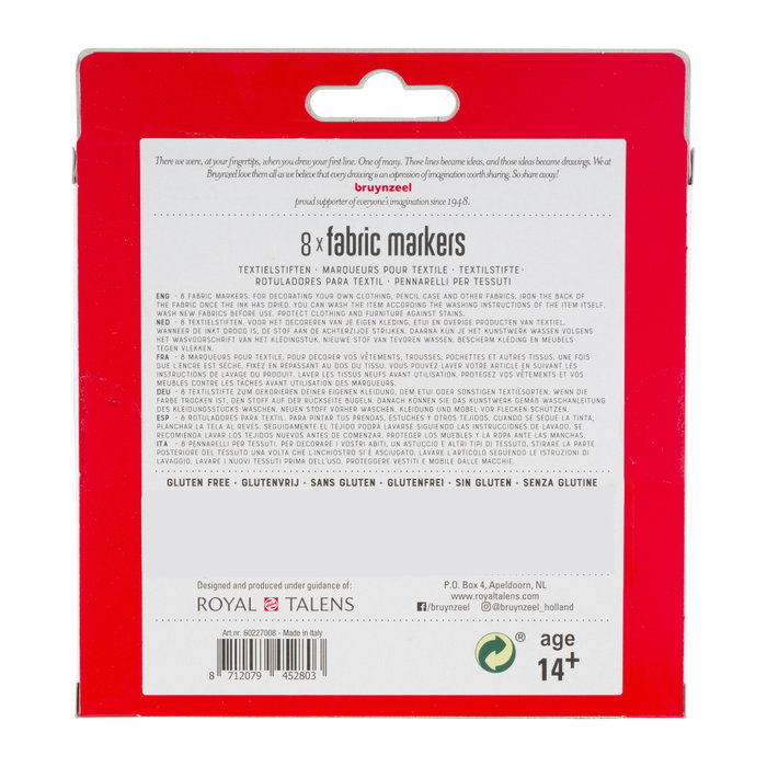 Bruynzeel Set de 8 Rotuladores para Tela con Estuche Bruynzeel Set de 8 Rotuladores para Tela con Estuche