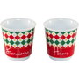 Bialetti Set Mini Express TRICOLORE DAMIER con tazas y bandeja de aluminio