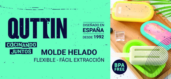 Quttin Molde Helado Individual Silicona 10.6 cm Ancho x 18.1 cm Largo x 2.7 cm Alto (36 Unidades) Quttin Molde Helado Individual Silicona 10.6 cm Ancho x 18.1 cm Largo x 2.7 cm Alto (36 Unidades)