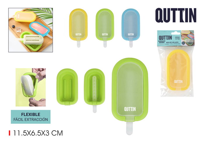 Quttin Molde Helado Individual Silicona 10.6 cm Ancho x 18.1 cm Largo x 2.7 cm Alto (36 Unidades) Quttin Molde Helado Individual Silicona 10.6 cm Ancho x 18.1 cm Largo x 2.7 cm Alto (36 Unidades)