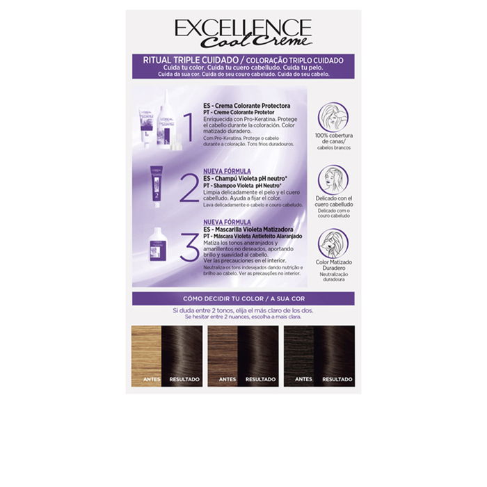 L'Oréal Paris Excellence Cool Tinte Castaño Ceniza Intenso 4.11 192 ml
