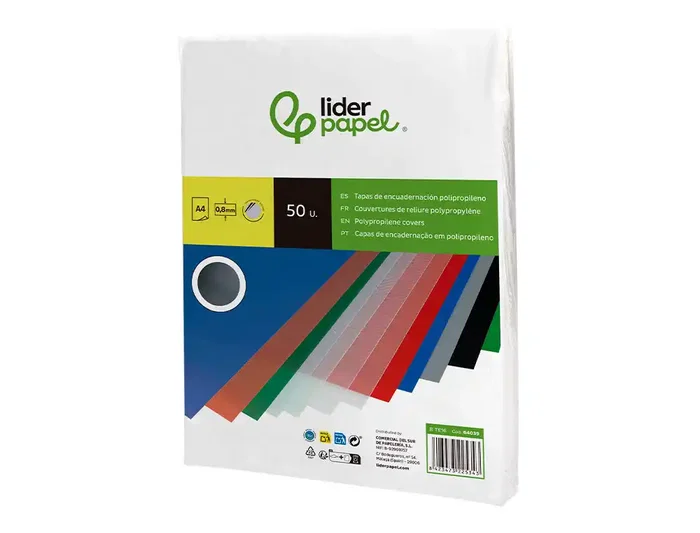 Liderpapel Tapas Encuadernacion Polipropileno A4 0.8mm Transparente Paquete 50 Unidades