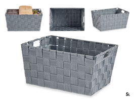 Kipit Cesta de Tela Cónica Rectangular con Asas Mediana Gris 30x14x20 cm (Set de 18)