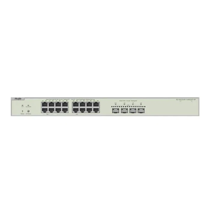 Ruijie Networks Switch Reyee NBS3300-16MG4XS-HP L2, 16 Puertos 1G con 4 SFP+ y PoE 370W, Gestión