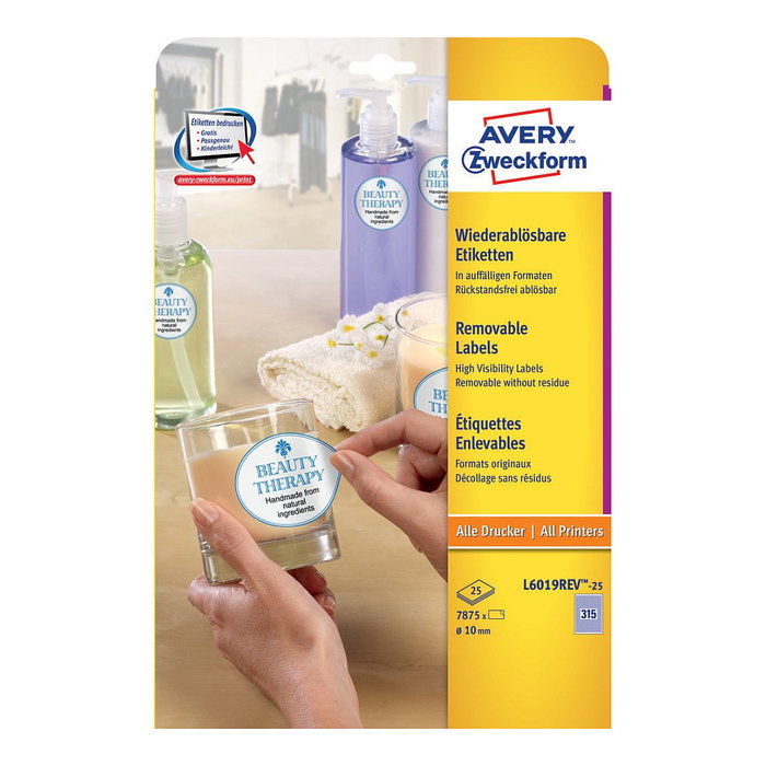 AVERY Zweckform L6019REV-25 blanco 10,0 x 10,0 mm