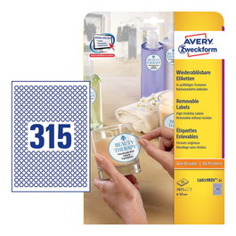 AVERY Zweckform L6019REV-25 blanco 10,0 x 10,0 mm