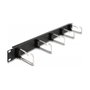 DeLOCK Panel de gestión de cables de 19″ con 5 ganchos metálicos 1U negro