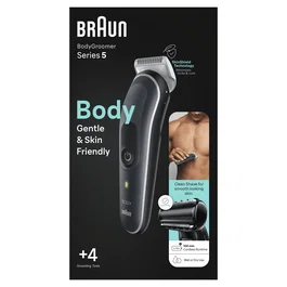 Braun BodyGroomer BG5360 Máquina de Afeitar y Recortador Corporal, Mojado y Seco, a Batería, Gris