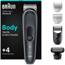 Braun BG5360 BodyGroomer Series 5 - Cortapelos/afeitadora corporal recargable para hombre, resistente al agua, uso seco/mojado, 4 accesorios