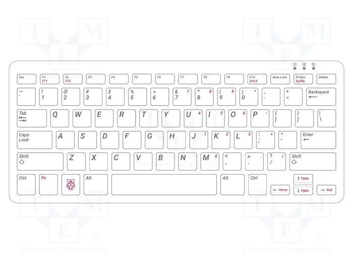 RASPBERRY PI Teclado Blanco y Rojo Distribución US