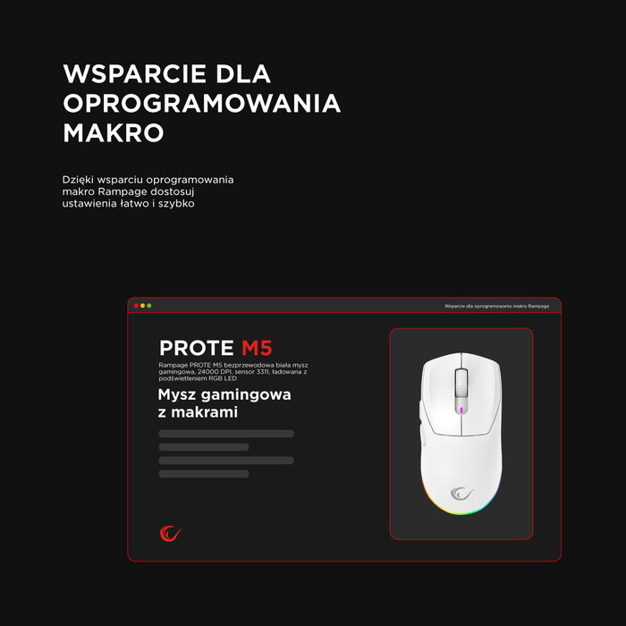 Rampage Prote M5 Ratón Inalámbrico 24000 DPI RGB LED Blanco