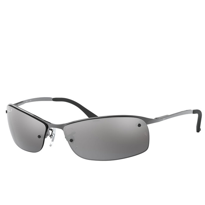 Ray-Ban RB3183 Gafas de Sol Hombre Polarizadas 63 mm Plata Espejado Gris Gunmetal Filtro UV 3P