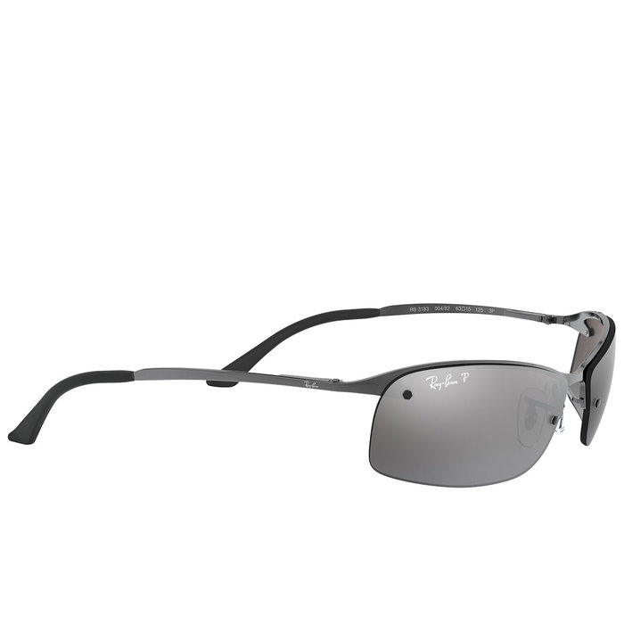 Ray-Ban RB3183 Gafas de Sol Hombre Polarizadas 63 mm Plata Espejado Gris Gunmetal Filtro UV 3P