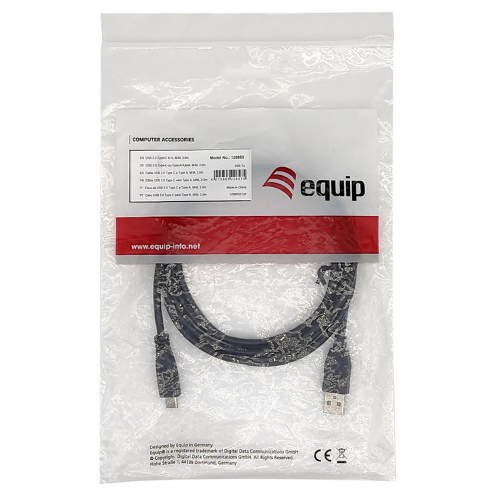 Equip Cable USB-C a USB-A 3A Macho-Macho 0.30 Metros Negro
