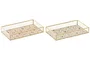 DKD Home Decor Bandeja de Metal y Cristal Multicolor 24x14x4 cm