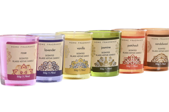 DKD Home Decor Set de 3 Velas Mandala de Cera de Parafina Multicolor