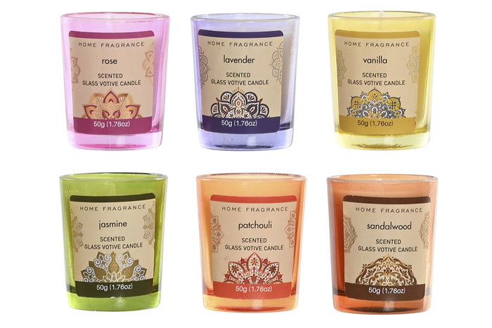 DKD Home Decor Set de 3 Velas Mandala de Cera de Parafina Multicolor