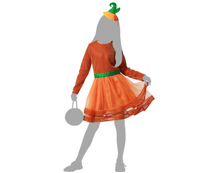 Disfraz Infantil Calabaza Halloween para Niña 7-9 Años - Vestido Naranja con Tocado Verde Disfraz Infantil Calabaza Halloween para Niña 7-9 Años - Vestido Naranja con Tocado Verde