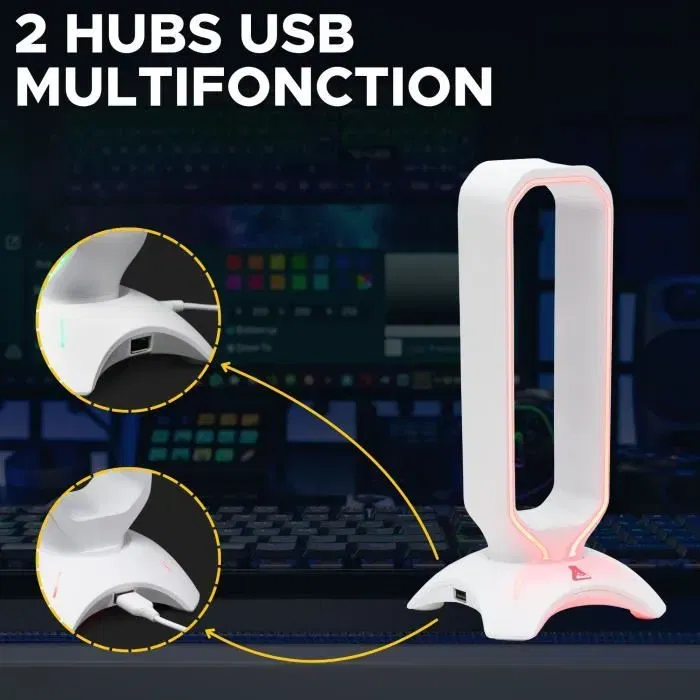 The G-Lab K-STAND RADO Auriculares/Soporte para Auriculares RGB USB Blanco THE3760162067842
