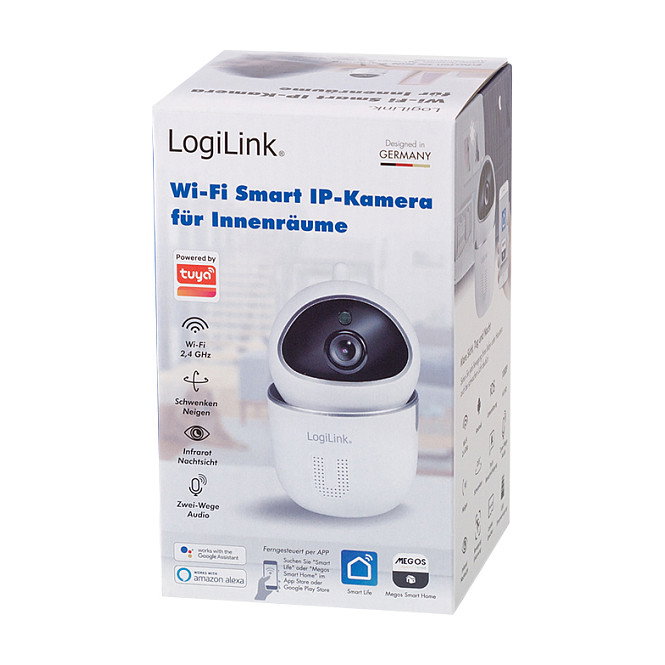 LogiLink Cámara inteligente WiFi con visión de 360 grados y compatible con Tuya
