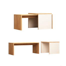 Hanah Home Mesa de Centro Roble y Blanco 90cm x 42cm x 40cm