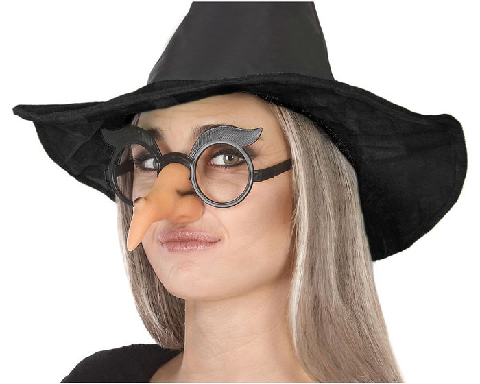 Gafas Redondas con Nariz Larga y Cejas para Disfraz de Bruja Gris Adulto Gafas Redondas con Nariz Larga y Cejas para Disfraz de Bruja Gris Adulto