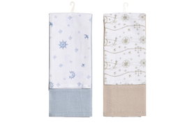 DKD Home Decor Paño Atlantico Azul Blanco 40 x 0.5 x 60 cm Algodon Set de 2 piezas 180gsm