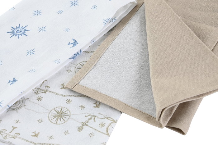 DKD Home Decor Paño Atlantico Azul Blanco 40 x 0.5 x 60 cm Algodon Set de 2 piezas 180gsm