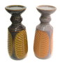 DKD Home Decor Portavelas de Gres Asgard Surtido de 2 Colores