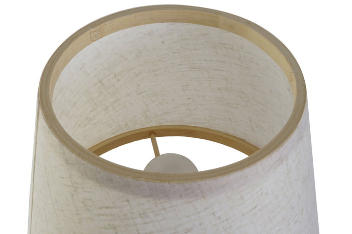 DKD Home Decor Lámpara de Sobremesa de Bambú y Poliéster Blanco y Natural
