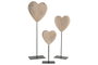 DKD Home Decor Set de Decoración de 3 Piezas de Paulownia y Metal Corazón