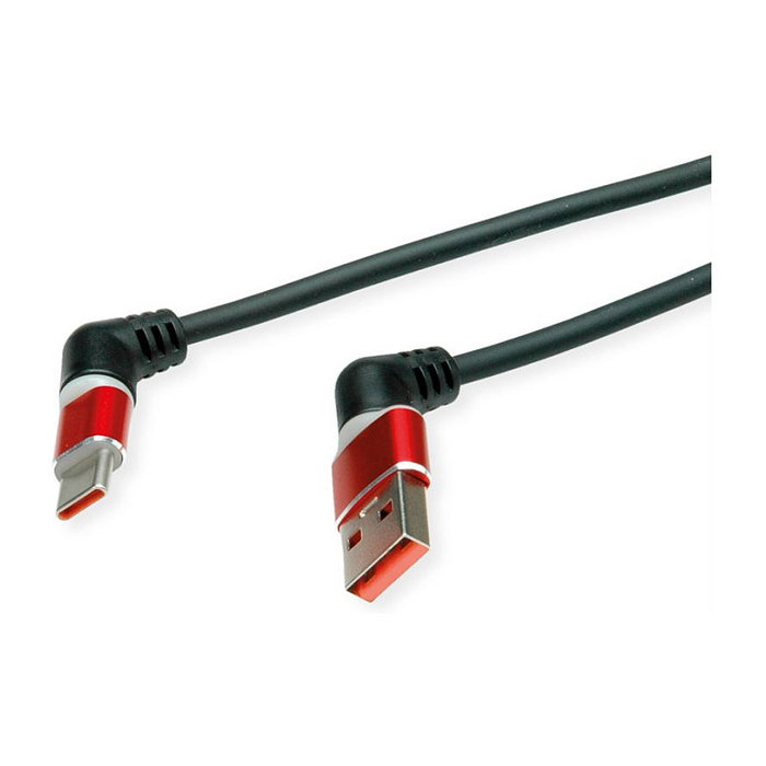 ROLINE Cable USB 2.0 Tipo-C a Tipo-A con rotación de 360 grados, 1m, Negro/Rojo ROLINE Cable USB 2.0 Tipo-C a Tipo-A con rotación de 360 grados, 1m, Negro/Rojo