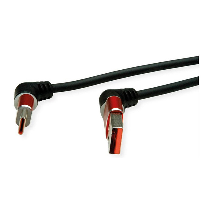 ROLINE Cable USB 2.0 Tipo-C a Tipo-A con rotación de 360 grados, 1m, Negro/Rojo ROLINE Cable USB 2.0 Tipo-C a Tipo-A con rotación de 360 grados, 1m, Negro/Rojo