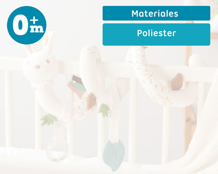 KioKids Peluche Conejo Espiral para Cochecito y Cuna - 0+ meses - Color Blanco - Material Poliéster - Lavado a 30º KioKids Peluche Conejo Espiral para Cochecito y Cuna - 0+ meses - Color Blanco - Material Poliéster - Lavado a 30º