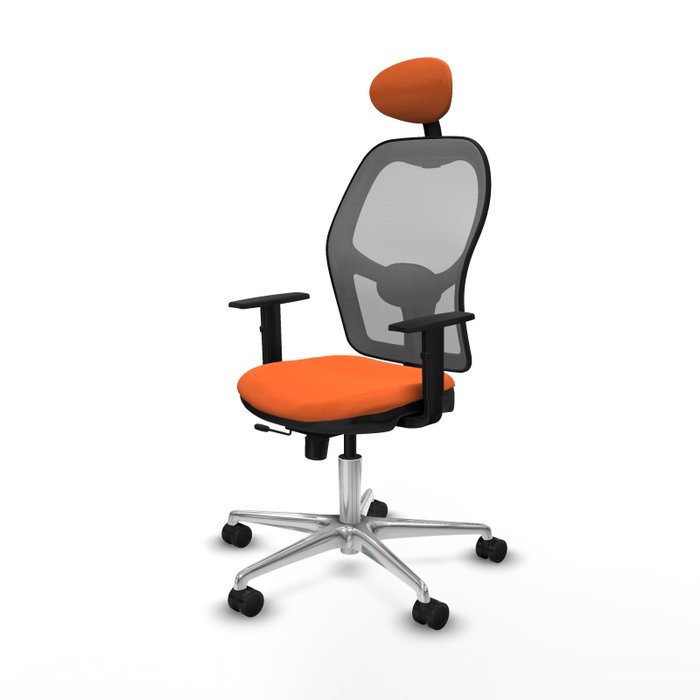 PIQUERAS Y CRESPO Silla de oficina Jorquera con mecanismo Sincro/Traslack, Tela Naranja y Malla Gris