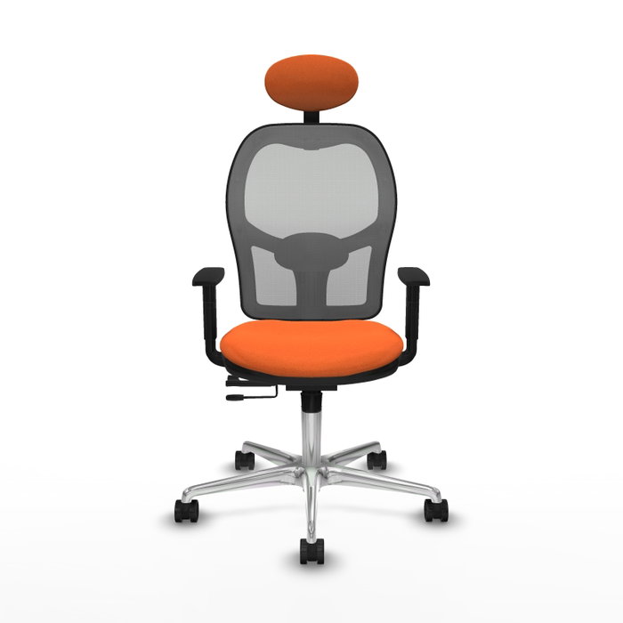 PIQUERAS Y CRESPO Silla de oficina Jorquera con mecanismo Sincro/Traslack, Tela Naranja y Malla Gris