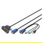 Digitus Módulo KVM de un solo puerto USB, PS/2, VGA Negro, DB-25 Macho/Macho