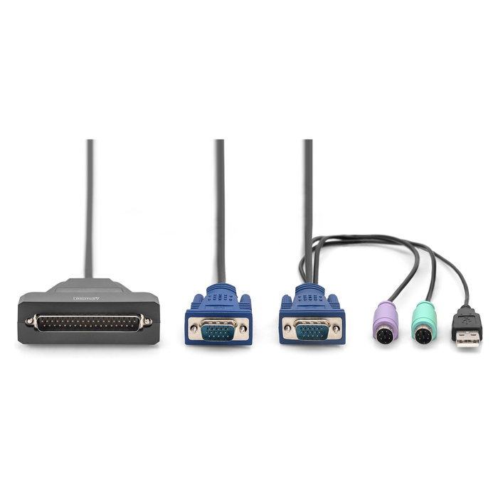 Digitus Módulo KVM de un solo puerto USB, PS/2, VGA Negro, DB-25 Macho/Macho