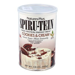 Natures Plus Spiru-Tein Batido de Proteínas en Polvo Sabor Cookies & Cream 525 Gr - Con Espirulina, Vitaminas y Minerales