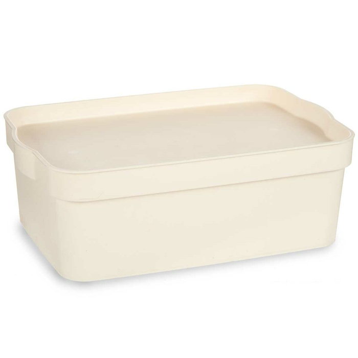 Caja de Almacenaje con Tapa Kipit Crema Plástico 6 L (12 Unidades)