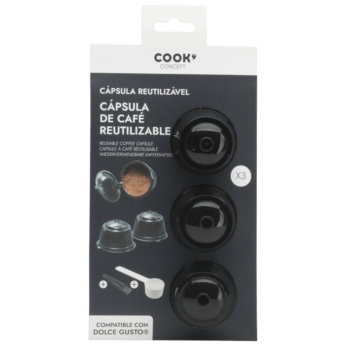 Cook Concept Juego de 3 Cápsulas de Café Reutilizables Compatibles con Dolce Gusto Cook Concept Juego de 3 Cápsulas de Café Reutilizables Compatibles con Dolce Gusto
