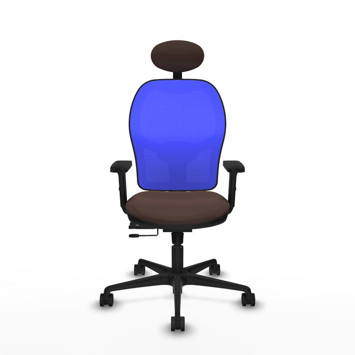 PIQUERAS Y CRESPO Silla de oficina Jorquera con mecanismo Sincro/Traslack, Marrón oscuro y Azul