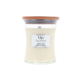 Woodwick Vela Vanilla Bean 275g, Mecha de Madera, Cera de Soja, Fragancia Relajante